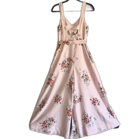 Anthropologie Akemi + Kin Adia Jumpsuit Light Pink Floral Linen Blend Size 4 - Picture 15 of 15